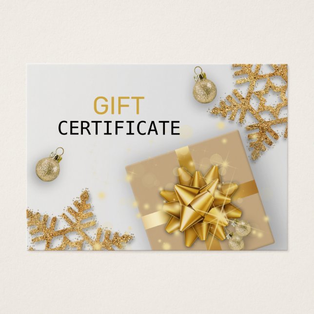 Gold Gift Christmas Ball Gold Snowflakes Gift Card (Front)