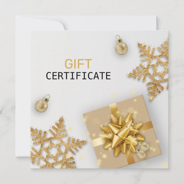 Gold Gift Gold Snowflakes Christmas Ball Gift Card (Front)
