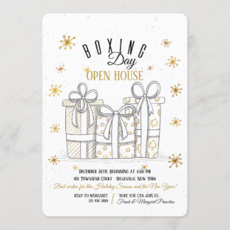 Gold Gifts Boxing Day Invitation