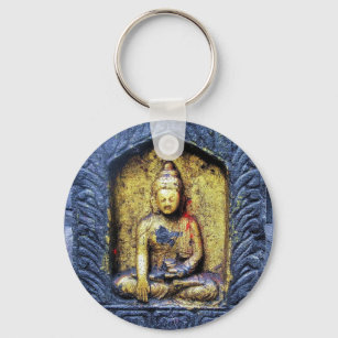 Gold Gilded Buddha Statue Buddhist Art Key Ring