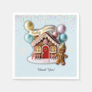 Gold Gingerbread House Baby Shower Napkin