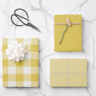Gold Gingham Wrapping Paper Sheet