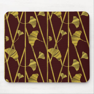 gold ginkgo mouse mat
