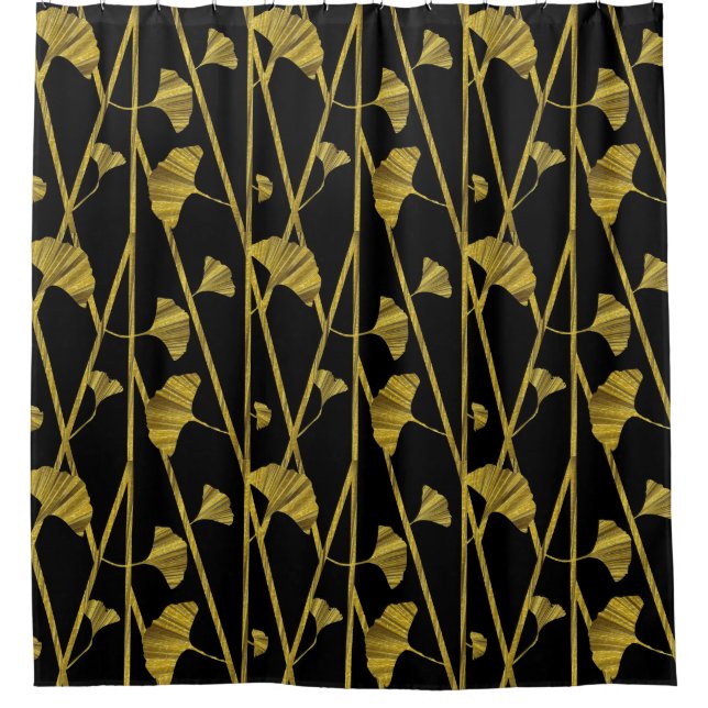 gold ginkgo - shower curtain (Front)