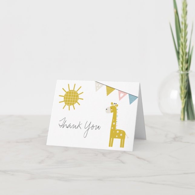 Gold Giraffe, Baby Shower Thank You Card (Front)