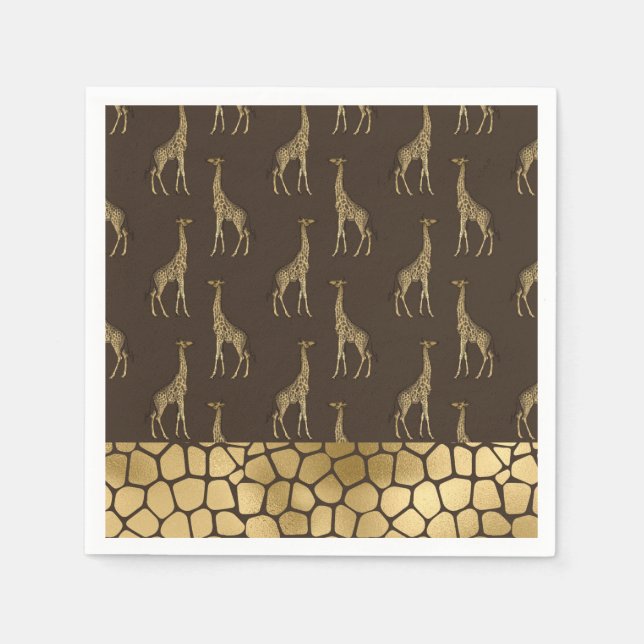 Gold Giraffe Chic Elegant Stylish Napkin (Front)