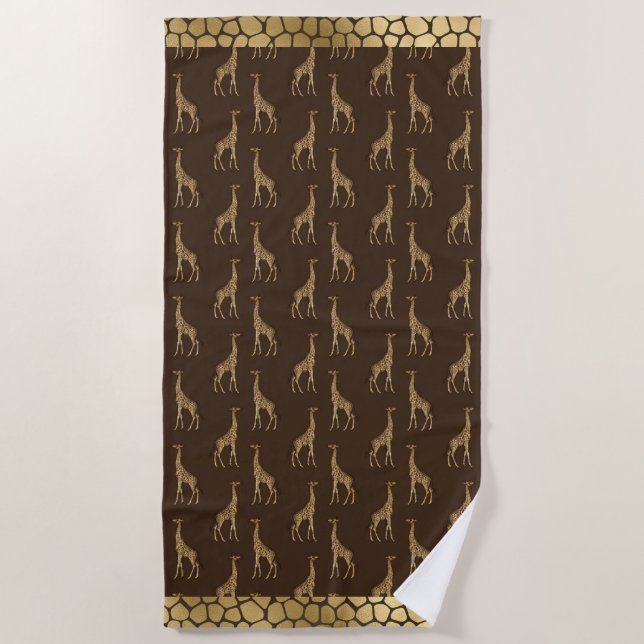 Gold Giraffe Chic Elegant Stylish Safari Beach Towel (Front)
