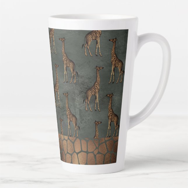 Gold Giraffe Elegant Chic Stylish Bronze Latte Mug (Right)