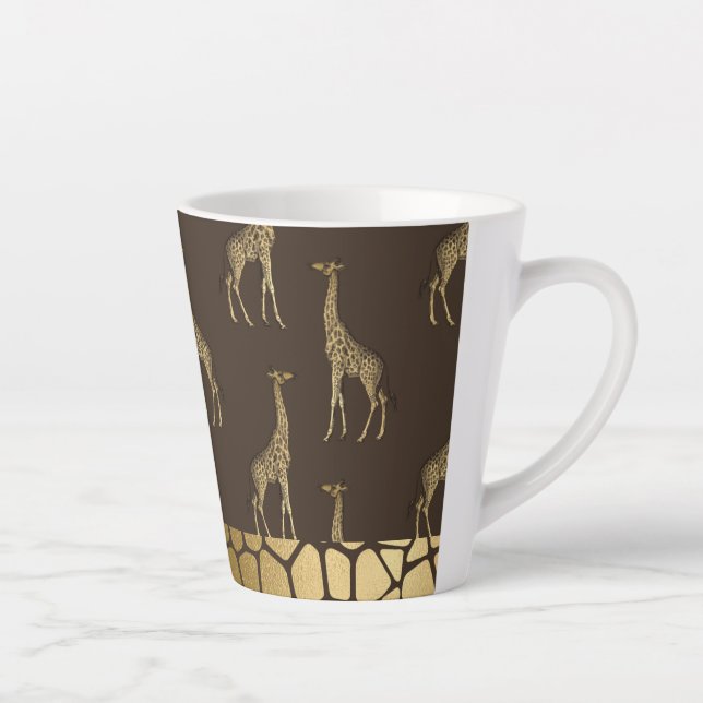Gold Giraffe Elegant Chic Stylish Small Latte Mug (Right)