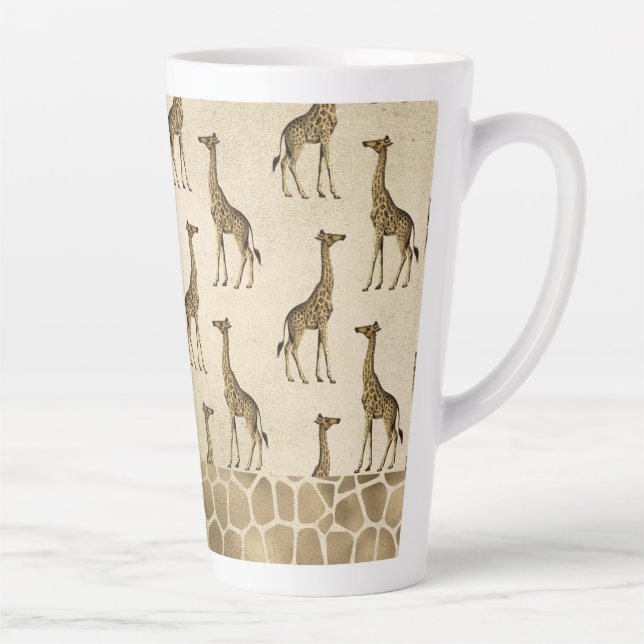 Gold Giraffe Elegant Chic Stylish VintageLatte Mug (Right)
