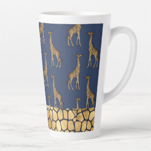 Gold Giraffe Elegant Navy Blue Chic Stylish Latte Mug