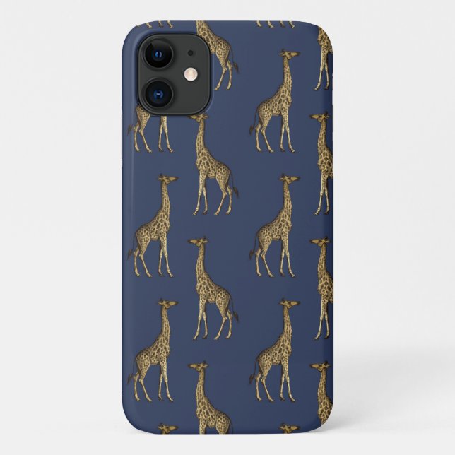 Gold Giraffe Navy BlueCase-Mate iPhone Case (Back)