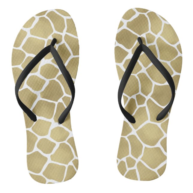 Gold Giraffe Print Flip Flops (Footbed)
