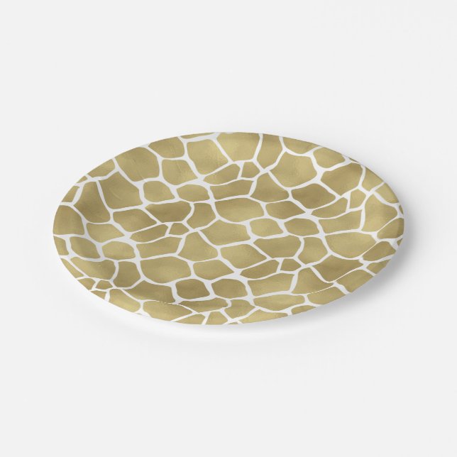 Gold Giraffe Print Paper Plate (Angled)