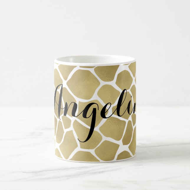 Gold Giraffe Print Personalised Coffee Mug (Center)
