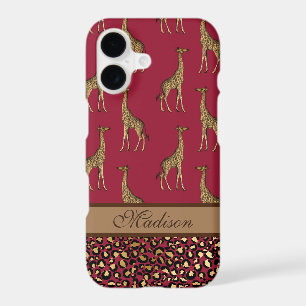 Gold Giraffe Stylish Burgundy Stylish Script