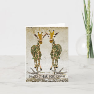 Gold Giraffes Thank You Notecard