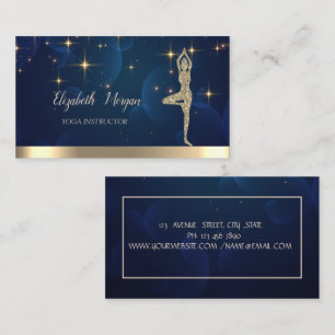 Gold Girl Silhouette,Stars,Yoga  Business Card