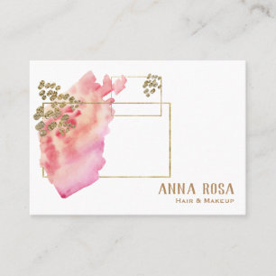*~* Gold Girly Geometric Peach Pink & Watercolor Business Card