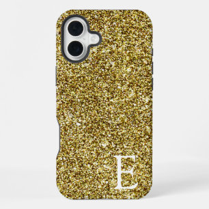 Gold Girly Printed Glitter Stylish and Cute iPhone 16 Plus Case