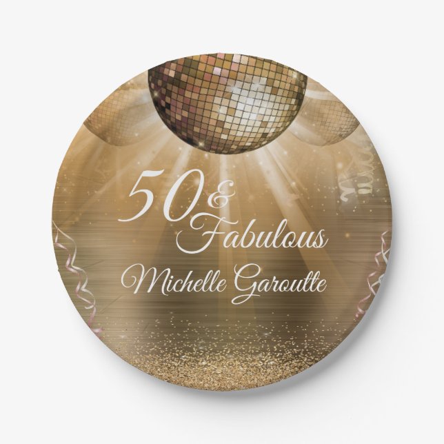 Gold Glam 50 and Fabulous Paper Plate (Front)