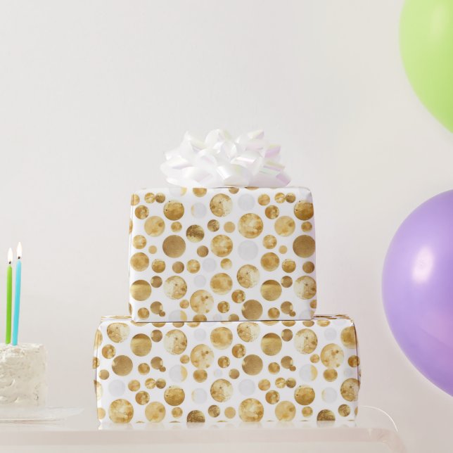 Gold Glam Abstract Dots Birthday Wrapping Paper (Party Gifts)