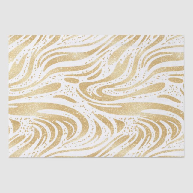 Gold Glam Abstract Swirls Birthday Tissue Paper (Front)