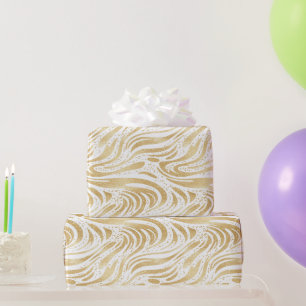 Gold Glam Abstract Swirls Birthday Wrapping Paper