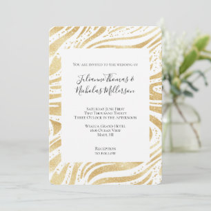Gold Glam Abstract Swirls Wedding Invitation