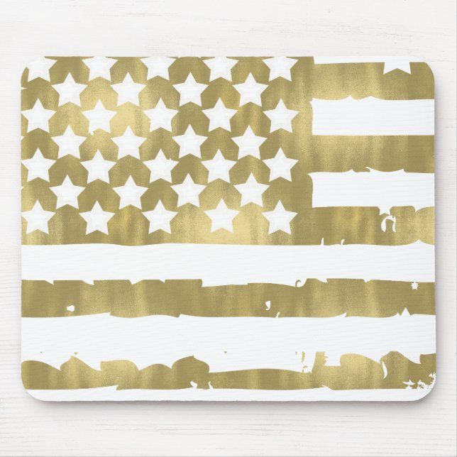 Gold Glam Abstract USA Flag Mouse Mat (Front)