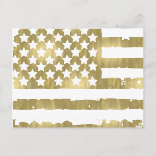Gold Glam Abstract USA Flag Postcard