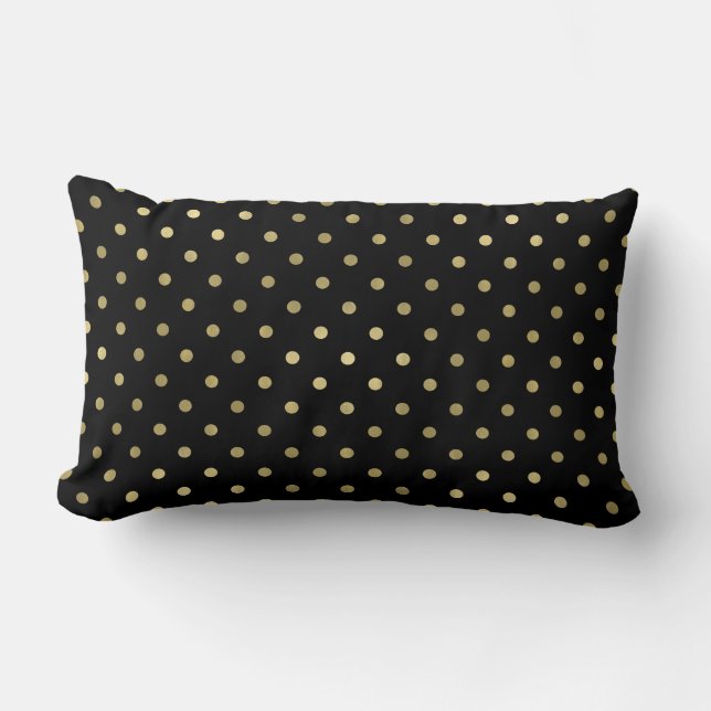 Gold Glam and Black and White Chic Dots Lumbar Cushion (Front)