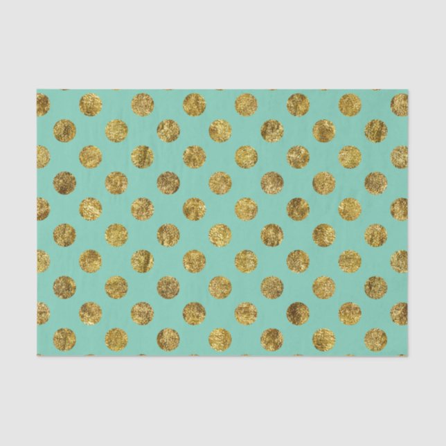 Gold Glam and mint Dots Tissue Paper (Front)