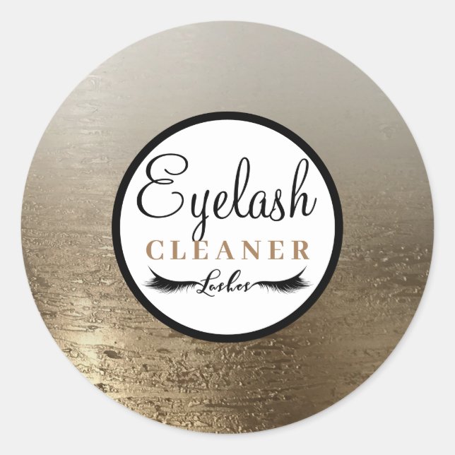 Gold Glam Beauty Makeup Eyelash Lash Cleaner Classic Round Sticker (Front)