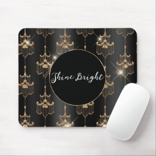 Gold Glam Black Chandeliers Mouse Mat