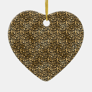 Gold Glam Black Leopard Print Ceramic Tree Decoration