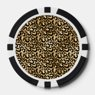 Gold Glam Black Leopard Print Poker Chips