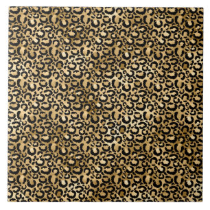 Gold Glam Black Leopard Print Tile