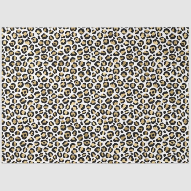 Gold Glam Black Leopard Print Tissue Paper (Front)