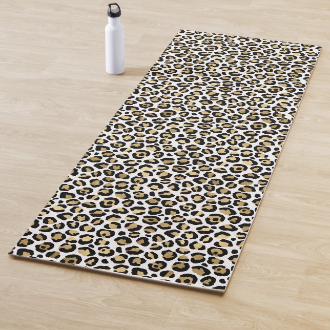 Gold Glam Black Leopard Print Yoga Mat (In Situ)