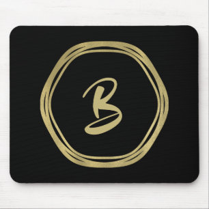 Gold Glam & Black Rings (Any Colour) Modern Glam Mouse Mat