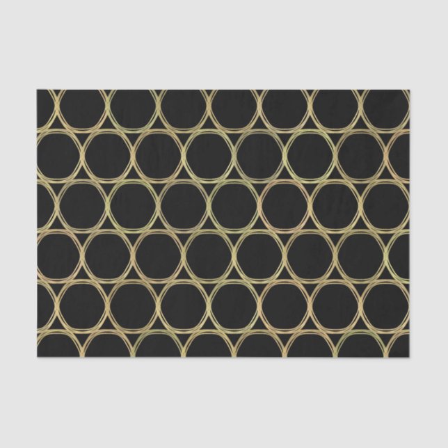 Gold Glam & Black Rings (Any Colour) Modern Glam Tissue Paper (Front)