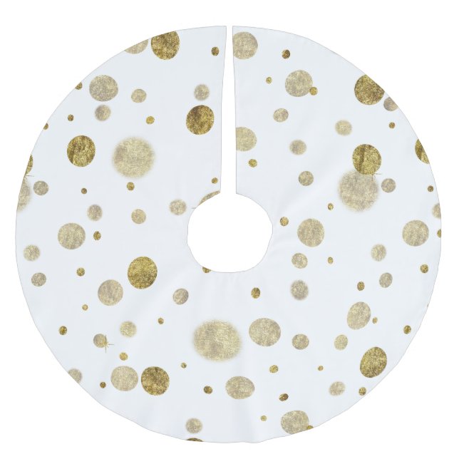 Gold Glam Bokeh Confetti Dots Brushed Polyester Tree Skirt (Front)