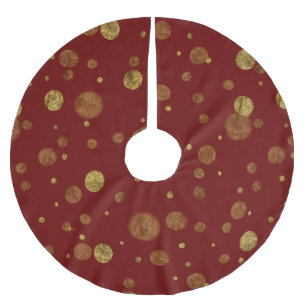 Gold Glam Bokeh Confetti Dots Brushed Polyester Tree Skirt