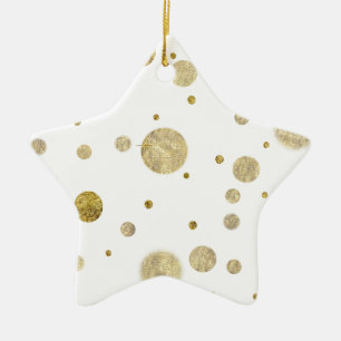 Gold Glam Bokeh Confetti Dots Ceramic Tree Decoration