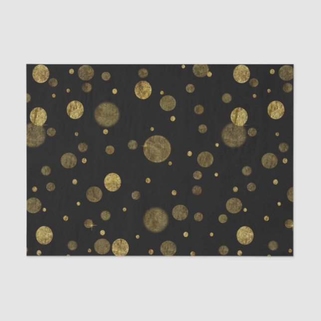 Gold Glam Bokeh Confetti Dots Tissue Paper (Front)