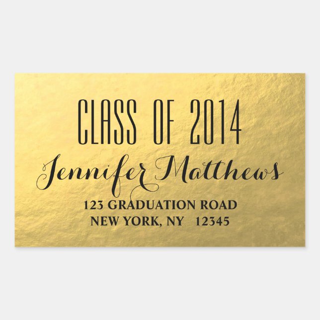 Gold Glam Class of 2014 Graduation Address Sticker (Front)