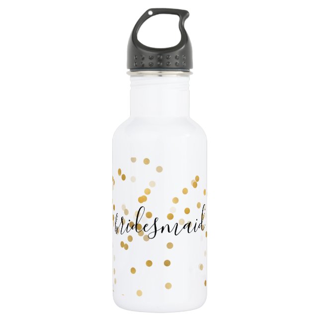 Gold Glam Confetti Bridesmaid 532 Ml Water Bottle (Front)