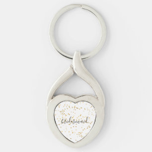 Gold Glam Confetti Bridesmaid Key Ring