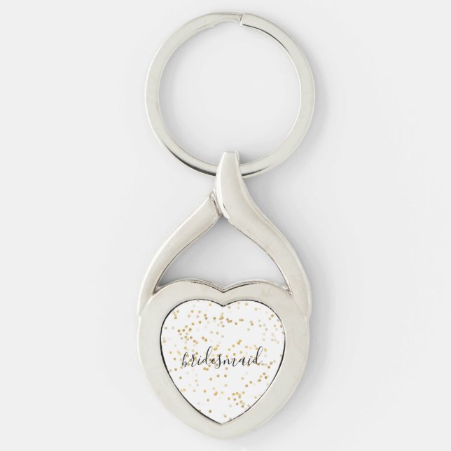 Gold Glam Confetti Bridesmaid Key Ring (Front)